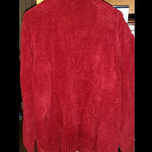 Allison Daley Women's Jacket Extra Large Red Chenille Full Zip for Christmas - Picture 5 of 9